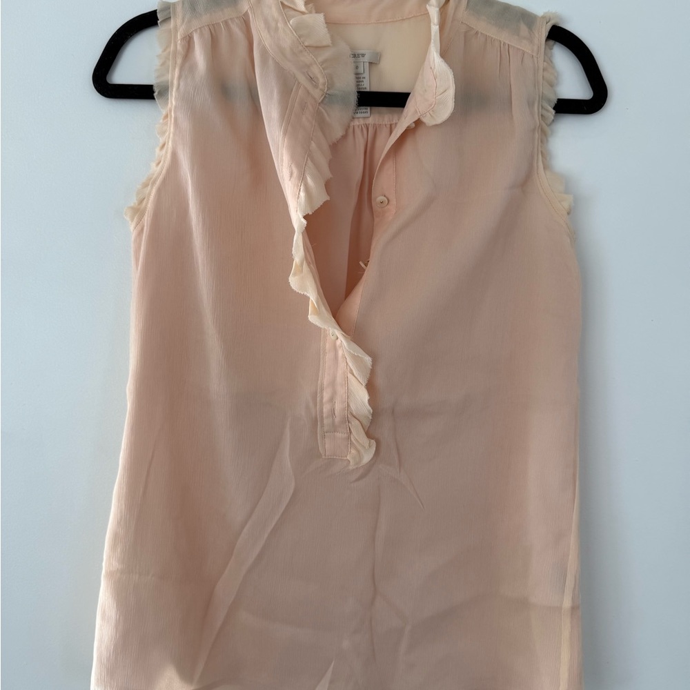 J. Crew Light Pink Ruffle Blouse